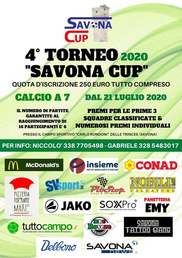 Calcio, Tornei Estivi. La Savona Cup accende i motori, aperte le iscrizioni per la quarta edizione