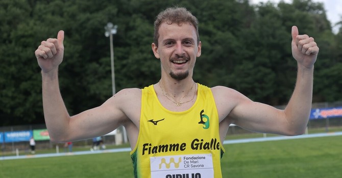 Alessandro Sibilio esultante subito dopo il record del meeting lo scorso anno a Savona (Giancarlo Colombo/Meeting di Savona)
