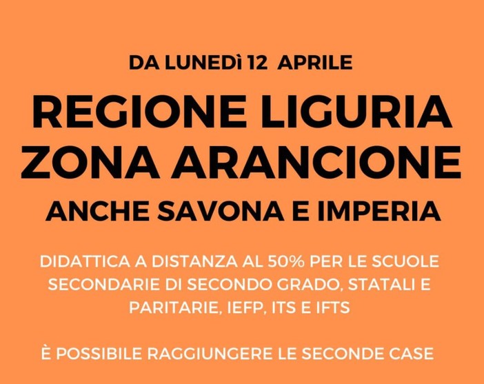 Da lunedì Imperia e Savona tornano in arancione: la conferma dalla conferenza Regione-Comuni