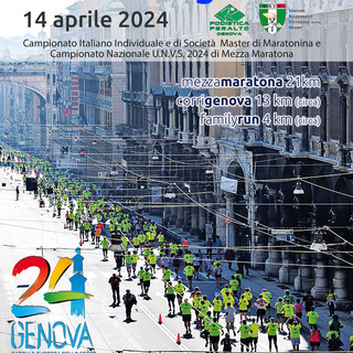 Mezza di Genova: sarà valida come Campionato italiano individuale e di Società Master di Maratonina Mezza di Genova: sarà valida come Campionato italiano individuale e di Società Master di Maratonina