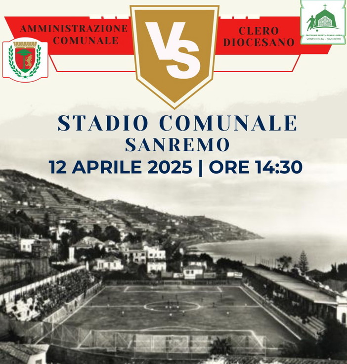 Sanremo: sabato prossimo al 'Comunale' partita per beneficienza tra Amministratori e Preti della Diocesi Sanremo: sabato prossimo al 'Comunale' partita per beneficienza tra Amministratori e Preti della Diocesi