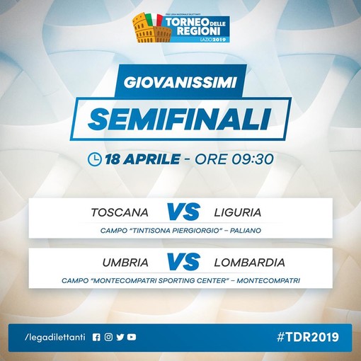 Calcio, Torneo delle Regioni. Giovanissimi: Toscana-Liguria e Umbria-Lombardia le semifinali Calcio, Torneo delle Regioni. Giovanissimi: Toscana-Liguria e Umbria-Lombardia le semifinali