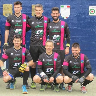 Nella foto la quadretta dell'EF90 Valli Ponente: oggi la quadretta di San Biagio della Cima cerca il colpo contro il Bioecoshop Bubbio