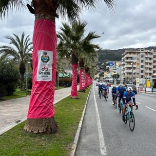 Profumo di Giro ad Andora con la Milano - Sanremo. Le palme si colorano di rosa