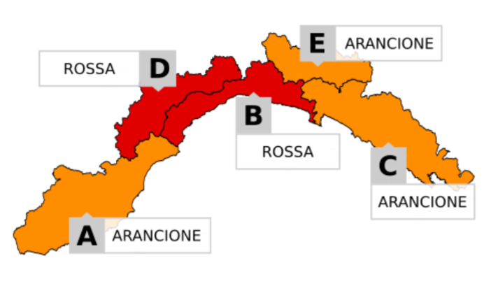 NUOVA ALLERTA METEO: LIVELLO ROSSO SU VALBORMIDA, LEVANTE SAVONESE E GENOVESATO DALLE 20 DI STASERA