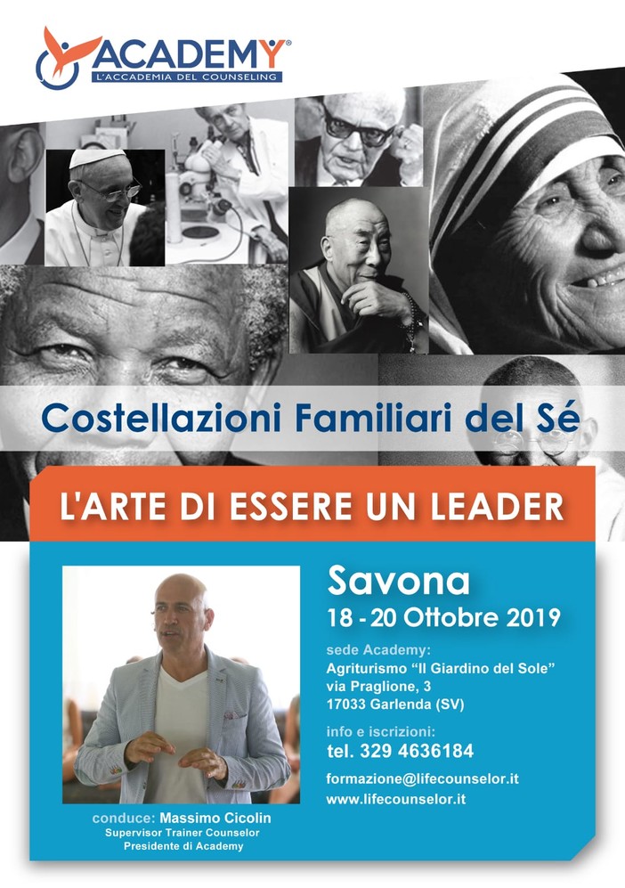 Costellazioni Familiari del Sè: il 18-19-20 ottobre un seminario organizzato dall’Accademia del Counseling di Savona