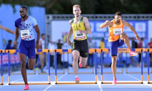 Foto Michele Maraviglia/Meeting di Savona: Alessandro Sibilio (al centro) nella sfida a Samba (a sinistra) durante l'edizione 2023 Foto Michele Maraviglia/Meeting di Savona: Alessandro Sibilio (al centro) nella sfida a Samba (a sinistra) durante l'edizione 2023