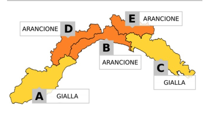 Allerta Meteo | Arpal aggiorna orari e livelli, lunedì in giallo