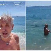 Varigotti, Bruno Barbieri inaugura la stagione con un tuffo in mare, tra ironia e acqua fredda