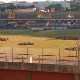i lavori di rizollatura dello stadio Bacigalupo, avvenuti lo scorso settembre