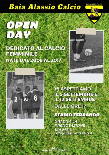Calcio, Baia Alassio: via agli Open Day per il comparto femminile