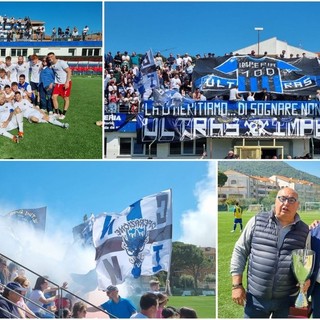 Calcio, Imperia. Coppa al cielo e passillo de honor, i nerazzurri celebrano la salita in Serie D VIDEO)