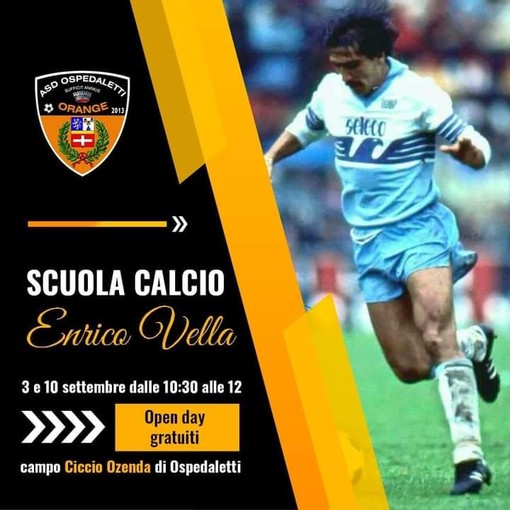 Calcio, Ospedaletti. Il 3 settembre scattano gli Open Day gratuiti della Scuola Calcio Enrico Vella