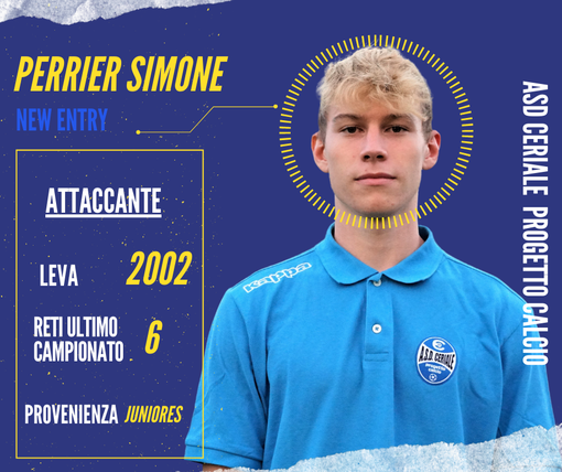 Calcio, Ceriale. Simone Perrier promosso in Prima Squadra. Una promessa e tante speranze per l'attaccante classe 2002