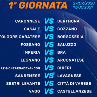 Calcio, Serie D: la composizione dei calendari, esordio interno per Vado, Sanremese e Imperia