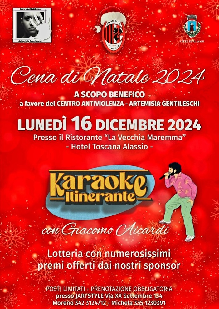 Cena di Natale per il Milan Club Alassio: i fondi saranno donati al Centro Antiviolenza Gentileschi