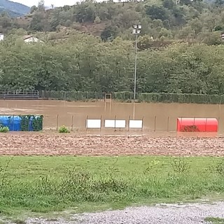 Calcio, Rocchettese. Anche il campo di Piana Crixia è stato devastato dall'alluvione, Ferrero: "Aspettiamo che si ritirino le acque per valutare i danni" (FOTO)