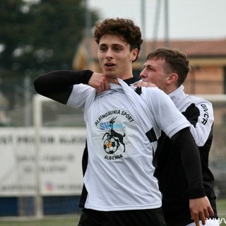 Kevin Nida dopo il gol all'Andora