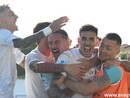 L'esultanza biancoceleste dopo il gol di Dominici, prima del nuovo pareggio del Campomorone L'esultanza biancoceleste dopo il gol di Dominici, prima del nuovo pareggio del Campomorone