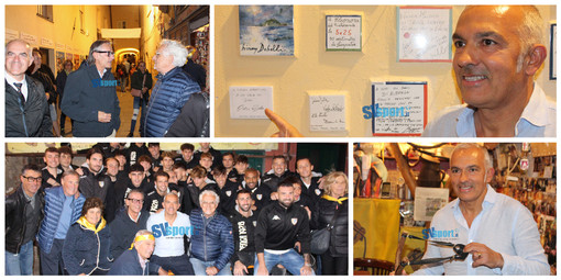 Calcio, Albenga. Pietro Buttu ha la sua piastrella sul muretto, tutti gli scatti dalla cantina dei Fiuei (FOTOGALLERY)