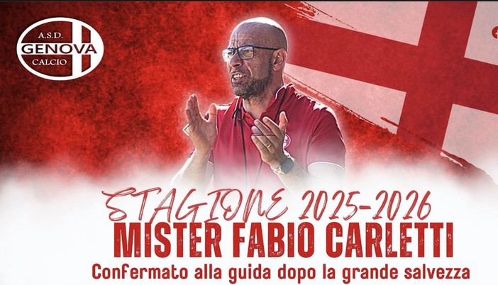 Calcio. UFFICIALE. La Genova Calcio opta per la continuità, avanti con mister Carletti: "In due mesi si è creato u bellissimo rapporto"