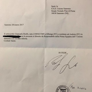 ULTIM'ORA: Giancarlo Riolfo non è più allenatore della Sanremese, la guida tecnica della squadra passa ad Alberto Baldisserri e a Gianni Minori