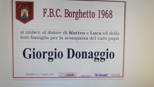 Calcio: le condoglianze del Borghetto alla famiglia Donaggio