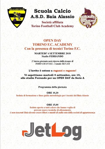 Calcio, Baia Alassio. Open Day da Serie A il 4 settembre insieme alla Torino Academy