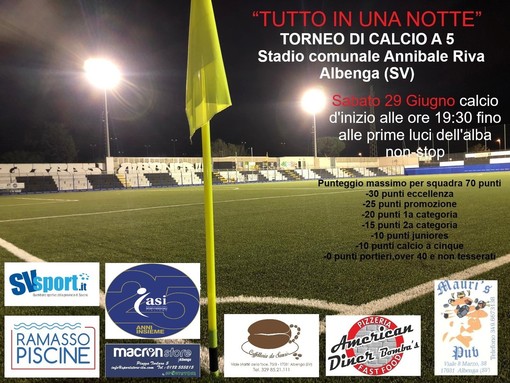 Calcio a 5, Tornei estivi: Il "Tutto in una notte" sbarca all 'Annibale Riva"! Calcio a 5, Tornei estivi: Il "Tutto in una notte" sbarca all 'Annibale Riva"!