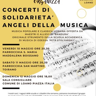 “Concerti di solidarietà Angeli della Musica”: Lo Schizzo aps porta la musica ucraina a Boissano, Toirano e Loano