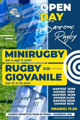 Riprendono gli allenamenti del Sanremo Rugby: tutti i ragazzi dai 4 ai 16 anni sono invitati agli open day