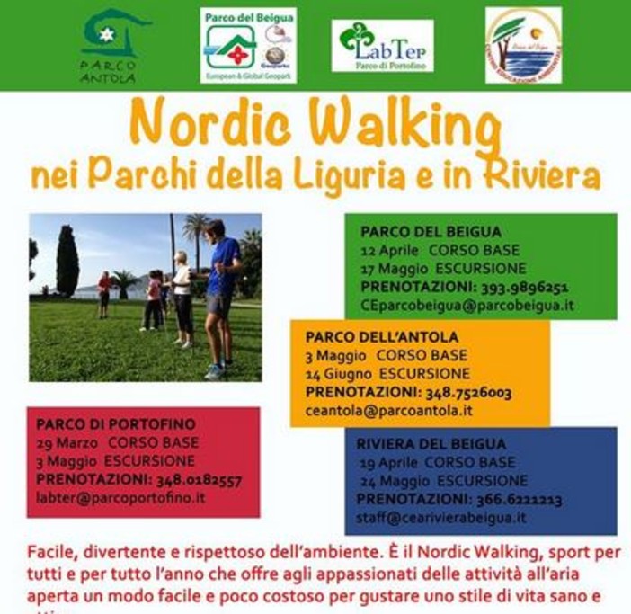 Nordic Walking: arrivano i corsi gratuiti nella Riviera del Beigua Nordic Walking: arrivano i corsi gratuiti nella Riviera del Beigua