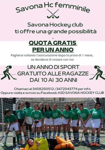 HC Savona: parte la campagna di tesseramento gratuita per le ragazze dai 10 ai 30 anni
