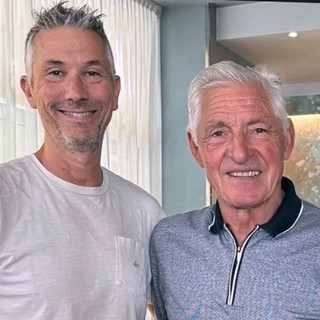 Varazze, il campione di ciclismo Francesco Moser a pranzo al Boma