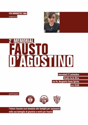Calcio. 2° Memorial Fausto D'Agostino al campo "Oliva" Calcio. 2° Memorial Fausto D'Agostino al campo "Oliva"