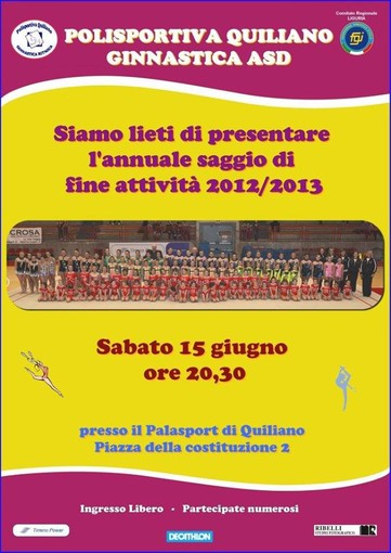 Ginnastica Ritmica: stasera il saggio della Polisportiva Quiliano