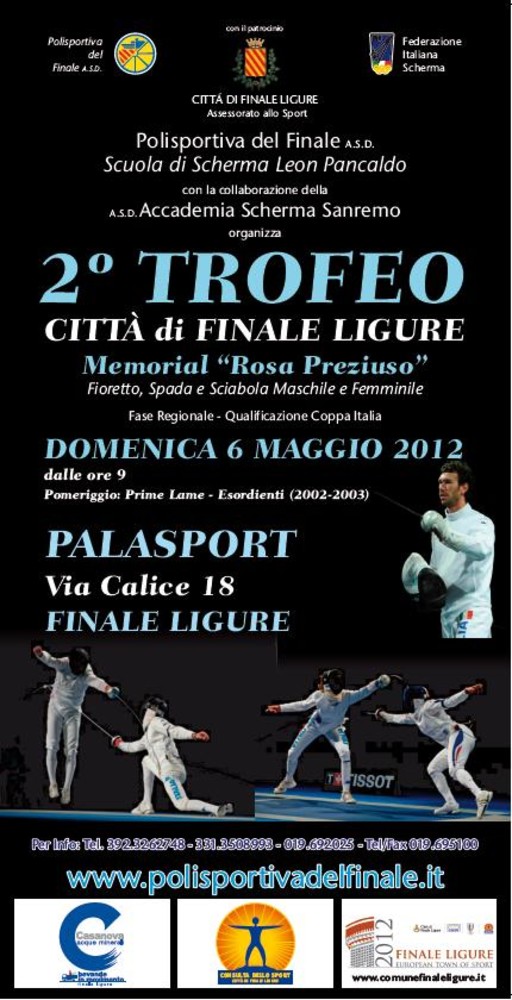 Scherma, Stefano Carozzo testimonial al II "Trofeo Città di Finale Ligure"