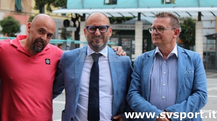 L'Assessore allo Sport Scaramuzza insieme al presidente Cavaliere e all'Amministratore Delegato Colla