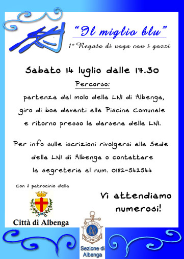 Vela, oggi ad Albenga la prima regata "Il miglio blu"