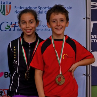 Nella foto: Valentina Roncallo (Toirano) e Andrea Puppo (Genova), bronzo nel doppio Giovanissimi